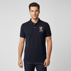 Men's 3D Lion Polo: Slim Fit, Bold Embroidery, Premium Pique S - Shop Giordano