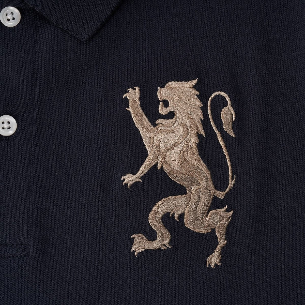 Men's 3D Lion Polo: Slim Fit, Bold Embroidery, Premium Pique S - Shop Giordano