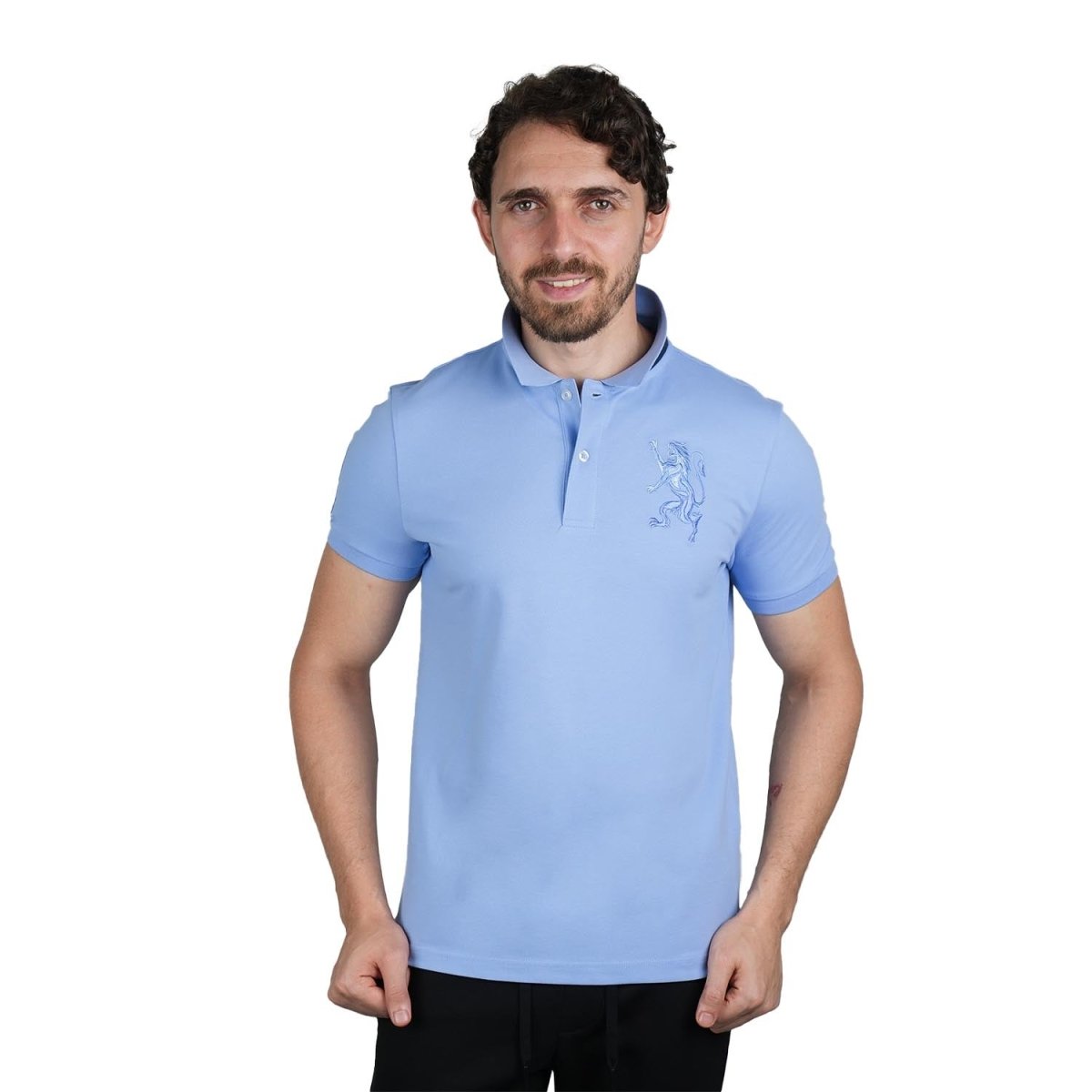 Men's 3D Lion Polo: Slim Fit, Bold Embroidery, Premium Pique S - Shop Giordano