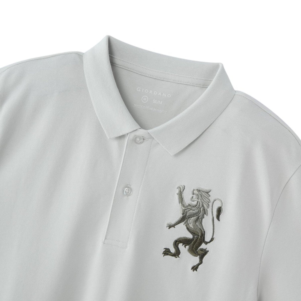 Men's 3D Lion Polo: Slim Fit, Bold Embroidery, Premium Pique XS - Shop Giordano