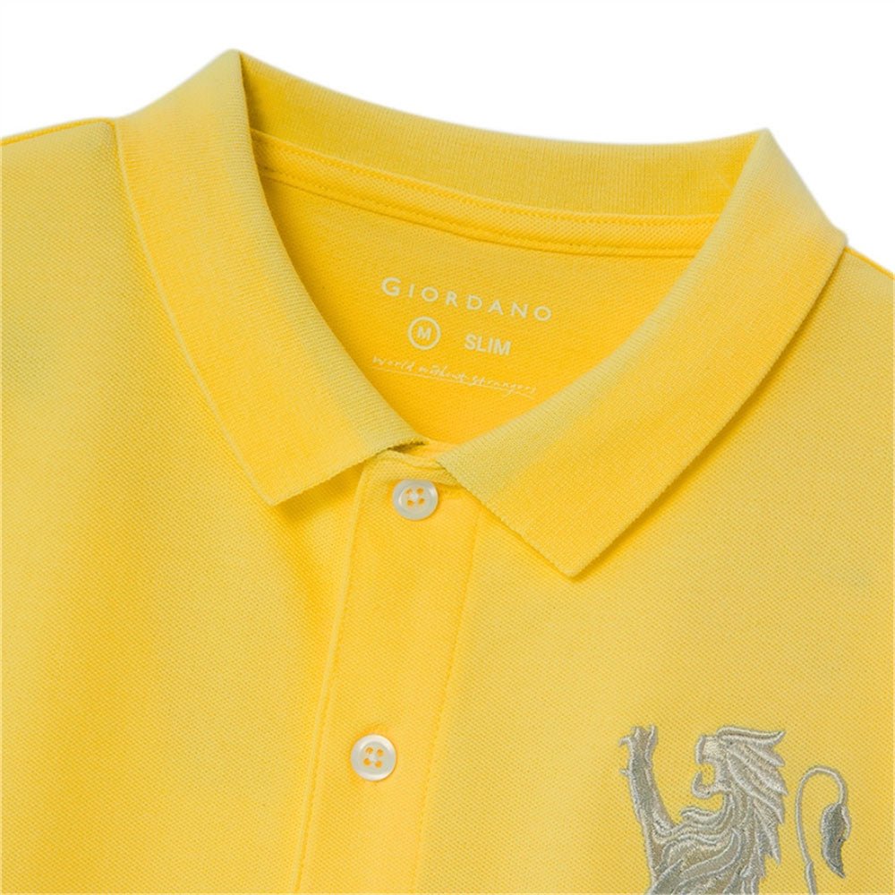 Men's 3D Lion Polo: Slim Fit, Bold Embroidery, Premium Pique XS - Shop Giordano