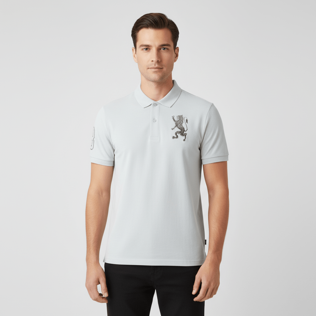 Men's 3D Lion Polo: Slim Fit, Bold Embroidery, Premium Pique XS - Shop Giordano