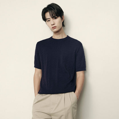 Men’S Cable Knit Cotton - Polyester Short Sleeve Polo | Korea Collection - Giordano