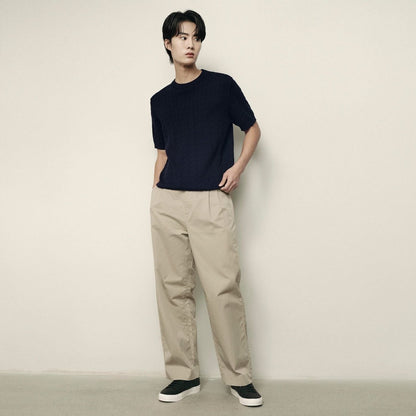 Men’S Cable Knit Cotton - Polyester Short Sleeve Polo | Korea Collection - Giordano