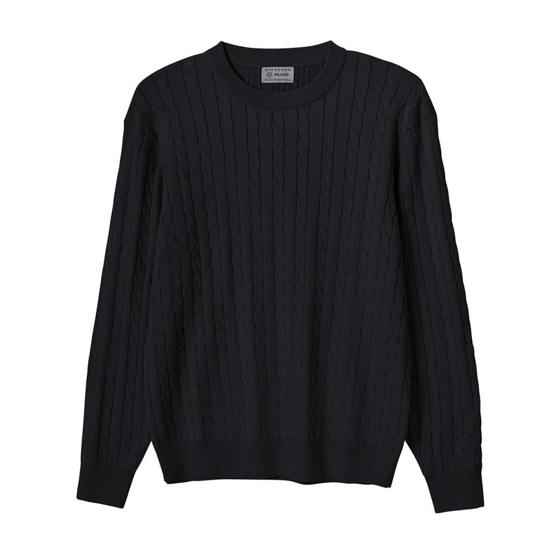 Men’S Cable Knit Crew Neck Long Sleeve Sweater S - Shop Giordano
