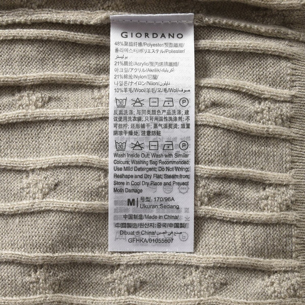 Men’S Cable Knit Crew Neck Long Sleeve Sweater S - Shop Giordano