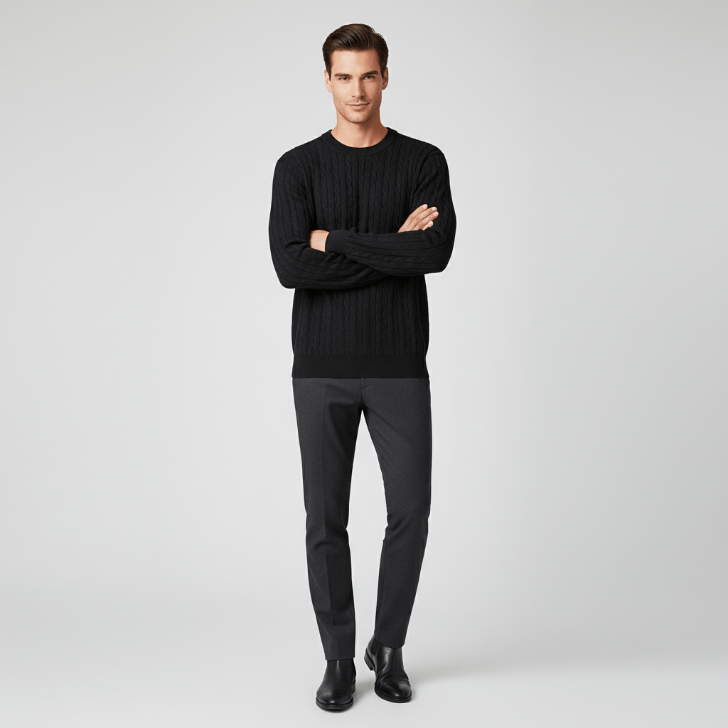 Men’S Cable Knit Crew Neck Long Sleeve Sweater S - Shop Giordano