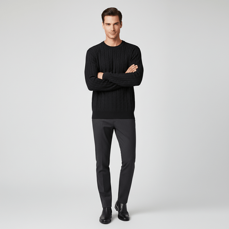 Men’S Cable Knit Crew Neck Long Sleeve Sweater S - Shop Giordano