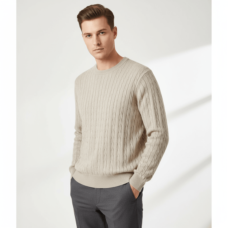 Men’S Cable Knit Crew Neck Long Sleeve Sweater S - Shop Giordano