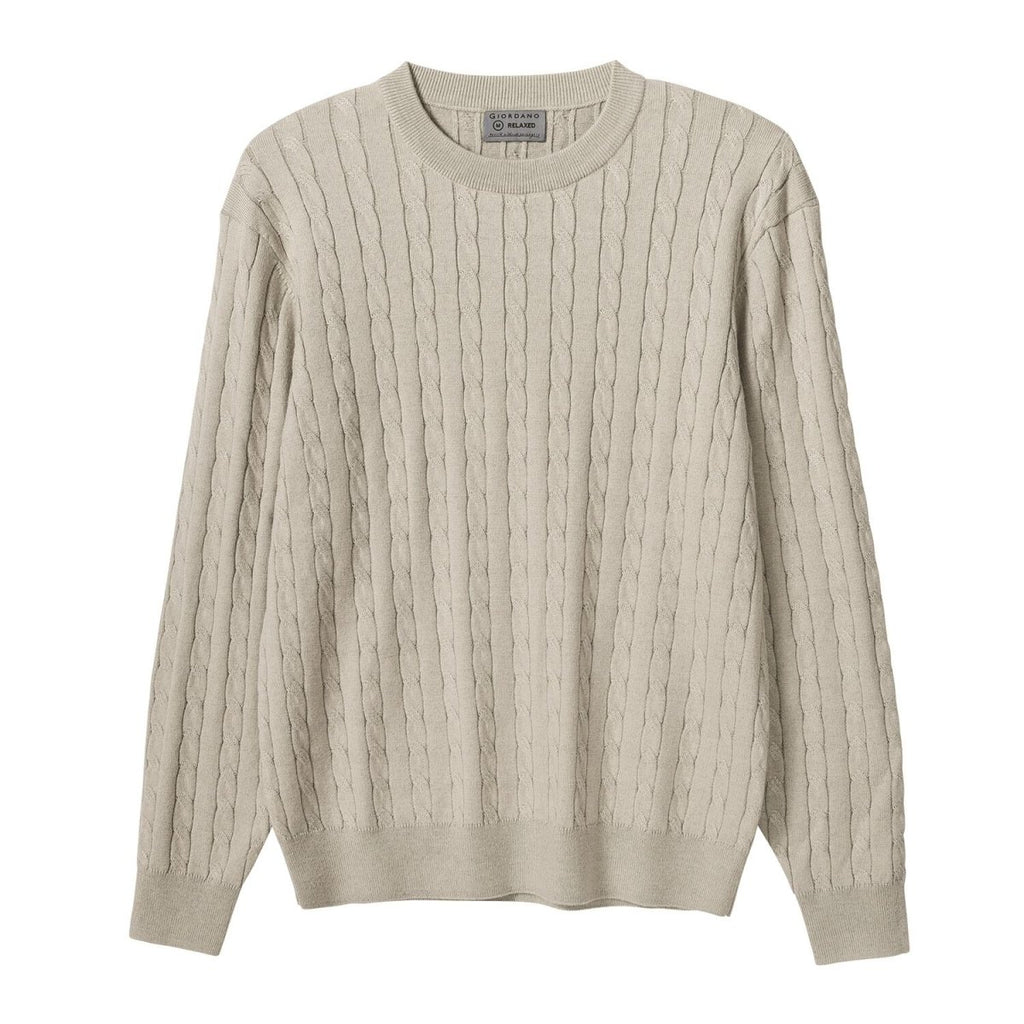 Men’S Cable Knit Crew Neck Long Sleeve Sweater S - Shop Giordano