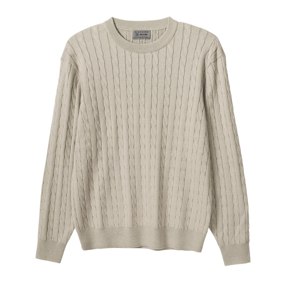 Men’S Cable Knit Crew Neck Long Sleeve Sweater S - Shop Giordano