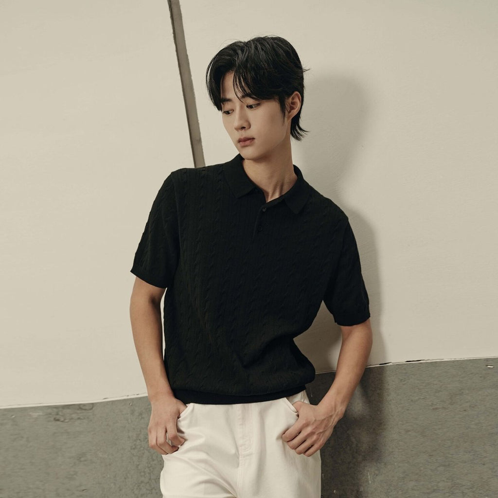 Men’s Cable Knit Polo Pullover | Korea Collection S - Shop Giordano