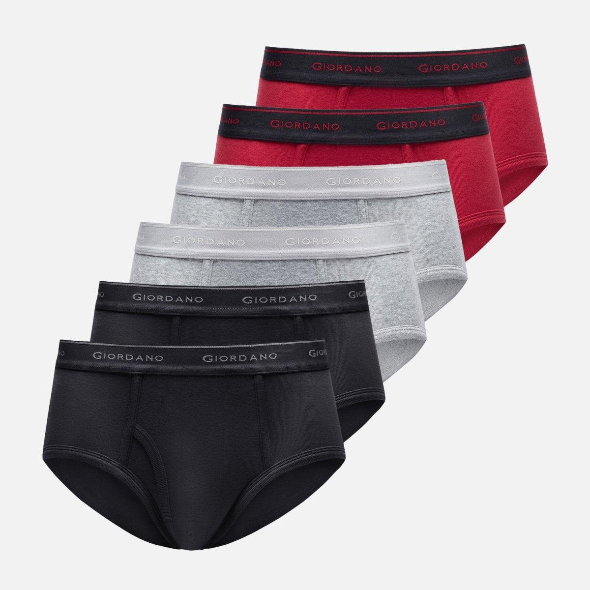 Giordano Men's Classic Cotton Rib Briefs 6 - Pack Essentials - first_variant_option_2 Premium Briefs for Giordano