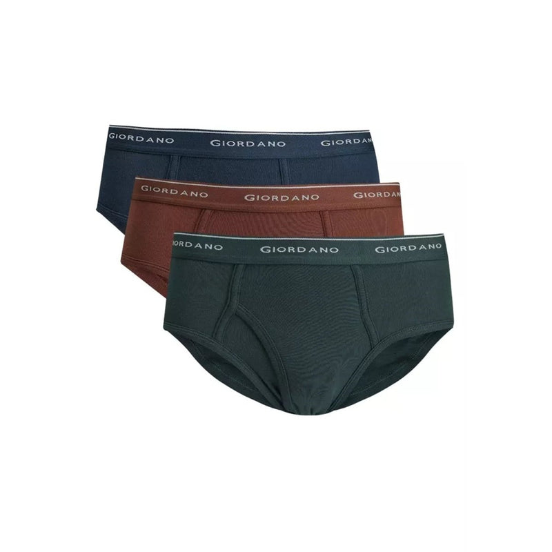 Giordano Men's Classic Rib Briefs - 6-Pack, Cotton, Jacquard Waistband - Premium Briefs