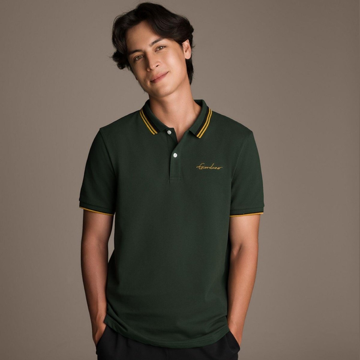 Men's Classic Slim Fit Polo With Signature Embroidery - Giordano