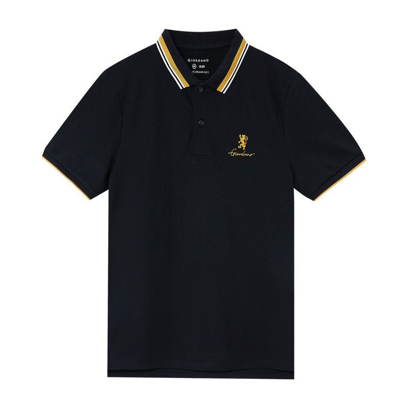 Giordano Men's Classic Slim Fit Polo With Signature Embroidery - Premium Polo