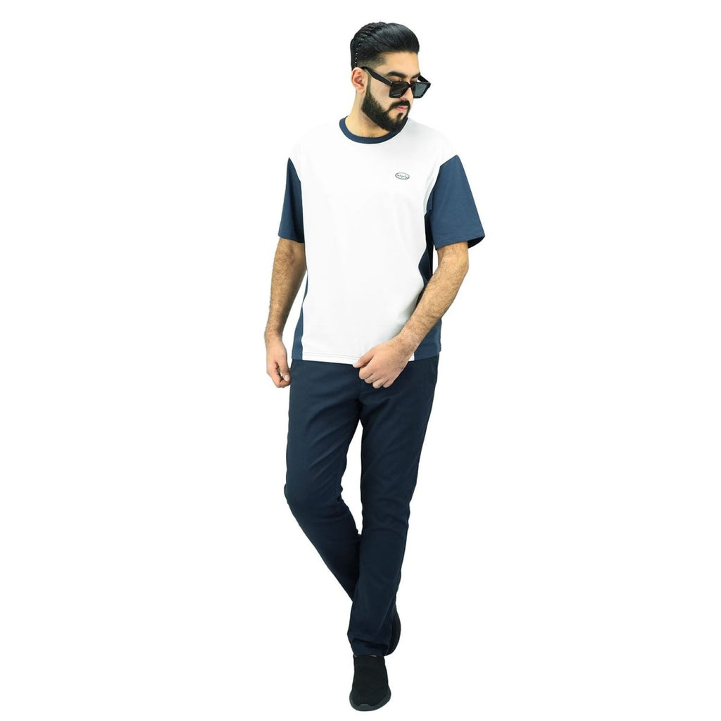 Giordano Men's Color Blocking Tee - Cotton Polyester Sorona Jersey, Relaxed Fit - Premium Tee