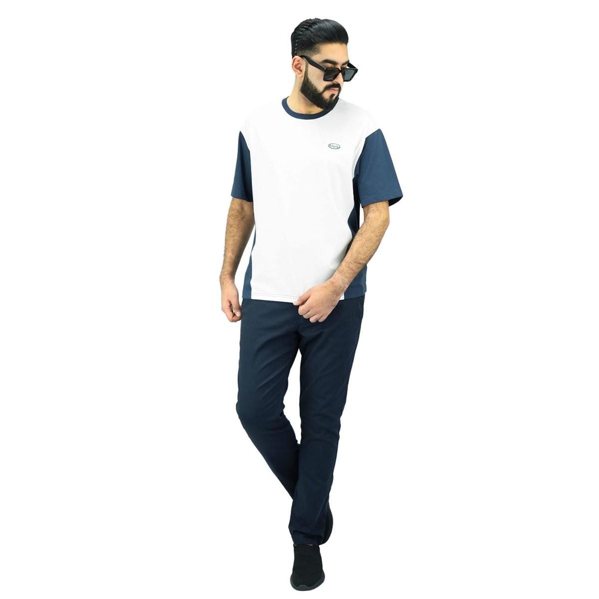 Giordano Men's Color Blocking Tee - Cotton Polyester Sorona Jersey, Relaxed Fit - Premium Tee