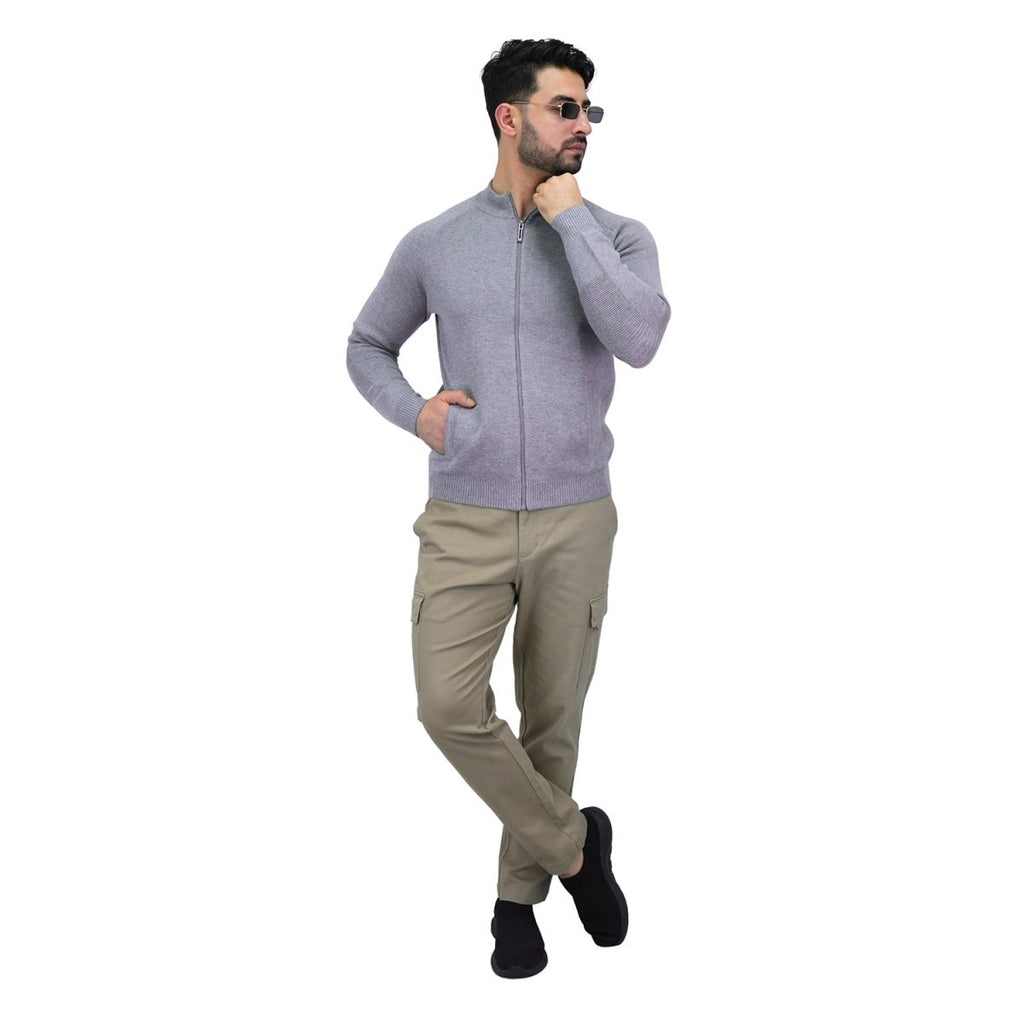 Giordano Men's Cotton - Acrylic Texture Stitch Mock Neck Raglan Cardigan - Premium Cardigans