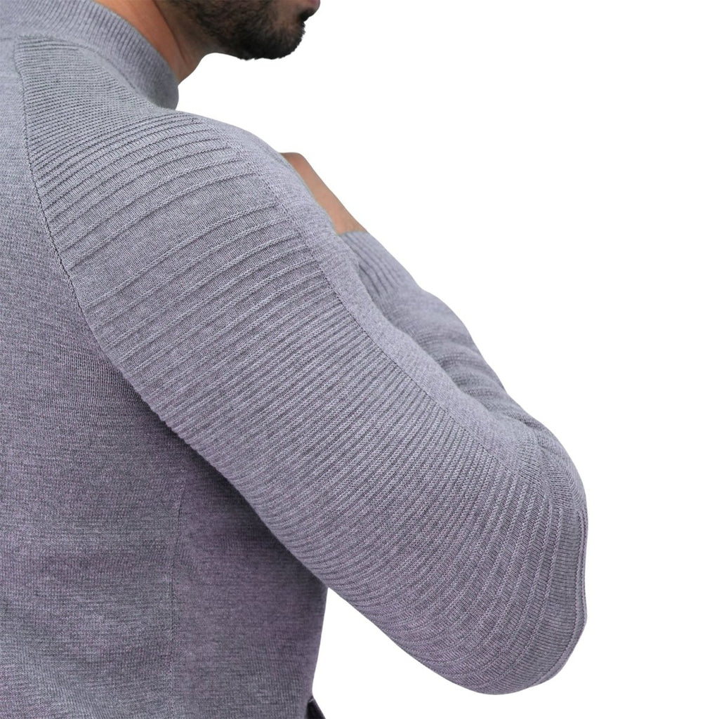 Giordano Men's Cotton - Acrylic Texture Stitch Mock Neck Raglan Cardigan - Premium Cardigans
