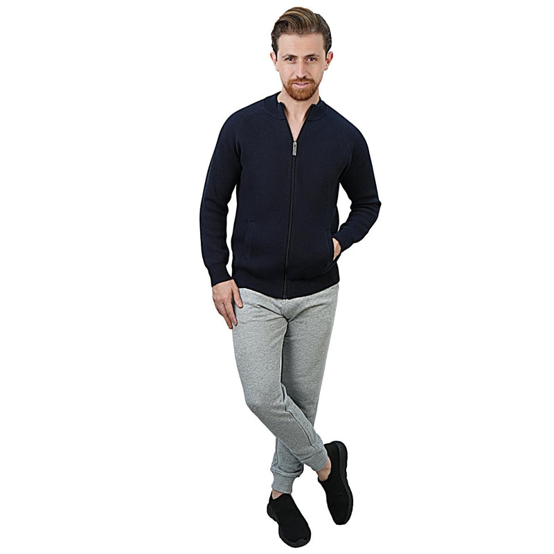 Men's Cotton - Acrylic Texture Stitch Mock Neck Raglan Cardigan S - Shop Giordano
