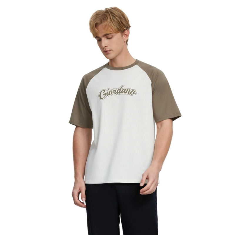 Men's Cotton Blend Raglan Sleeve Print Tee S - Shop Giordano