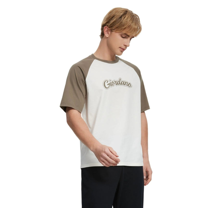 Men's Cotton Blend Raglan Sleeve Print Tee S - Shop Giordano