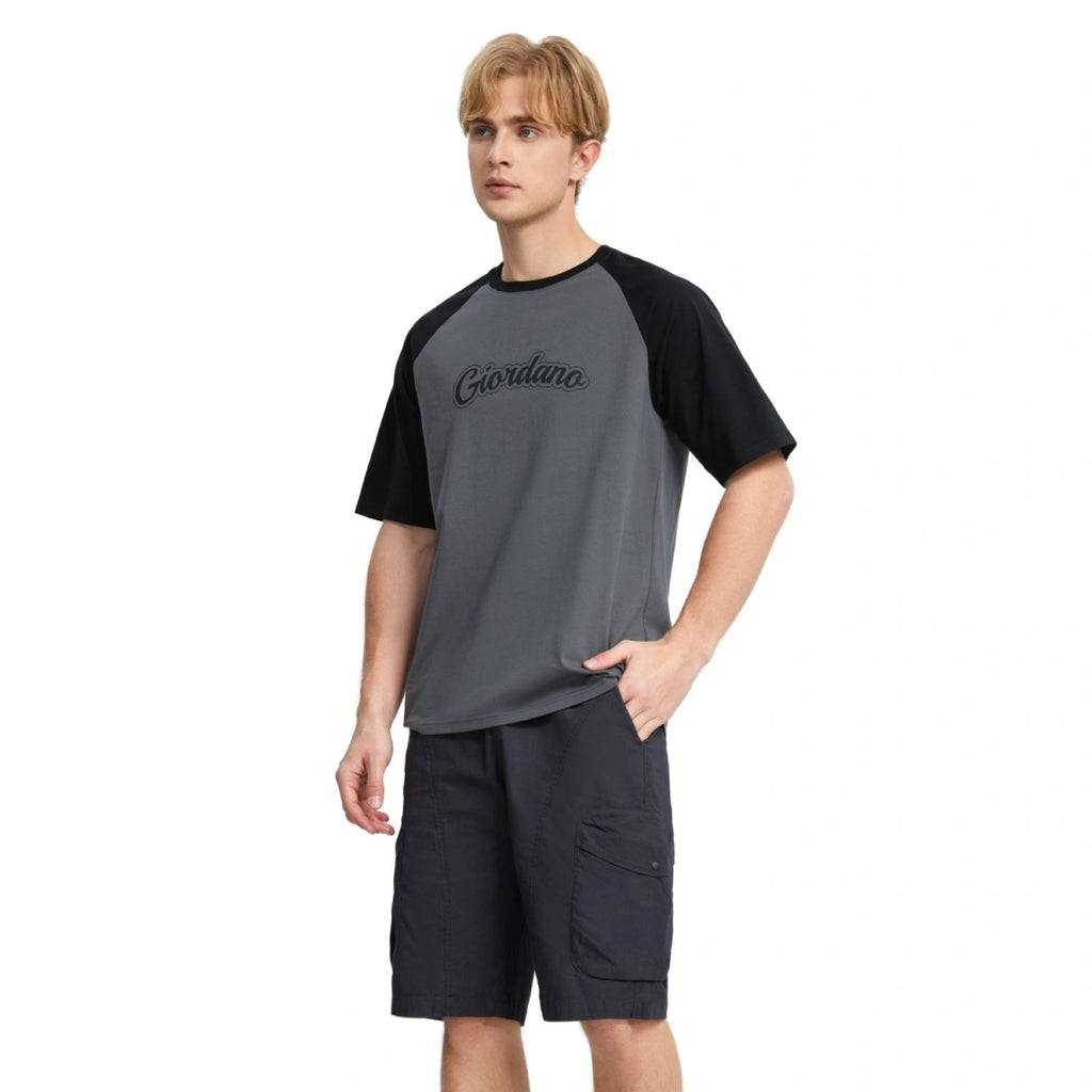 Giordano Men's Cotton Blend Raglan Sleeve Print Tee - Premium Tee