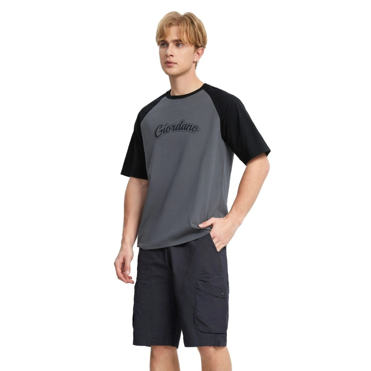 Giordano Men's Cotton Blend Raglan Sleeve Print Tee - Premium Tee