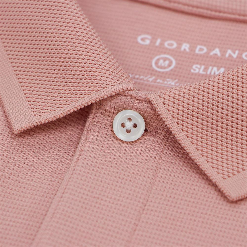 Men's Cotton Blend Waffle Knit Solid Polo - Giordano