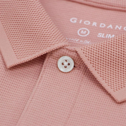 Men's Cotton Blend Waffle Knit Solid Polo - Giordano