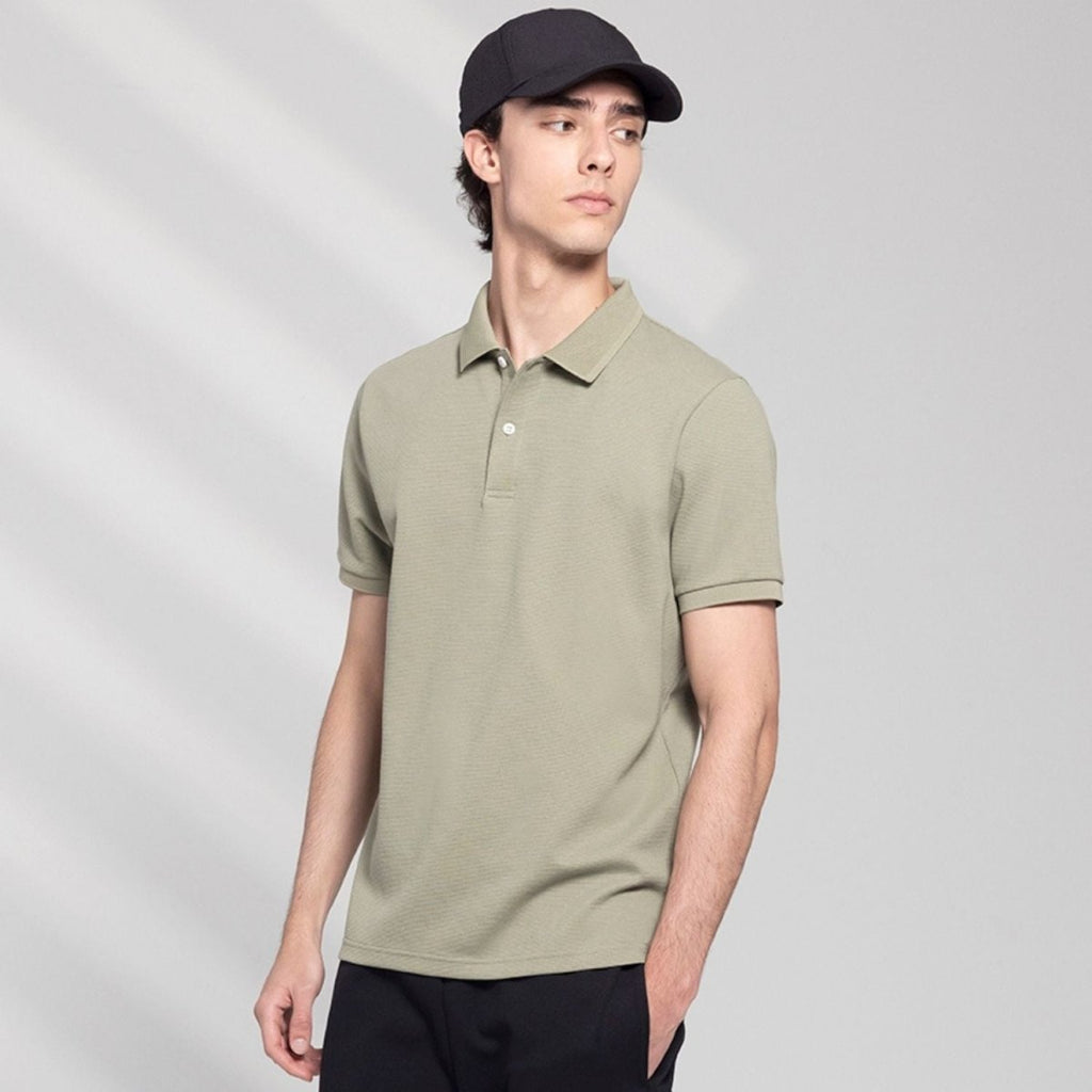 Men's Cotton Blend Waffle Knit Solid Polo S - Shop Giordano