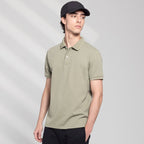 Men's Cotton Blend Waffle Knit Solid Polo S - Shop Giordano