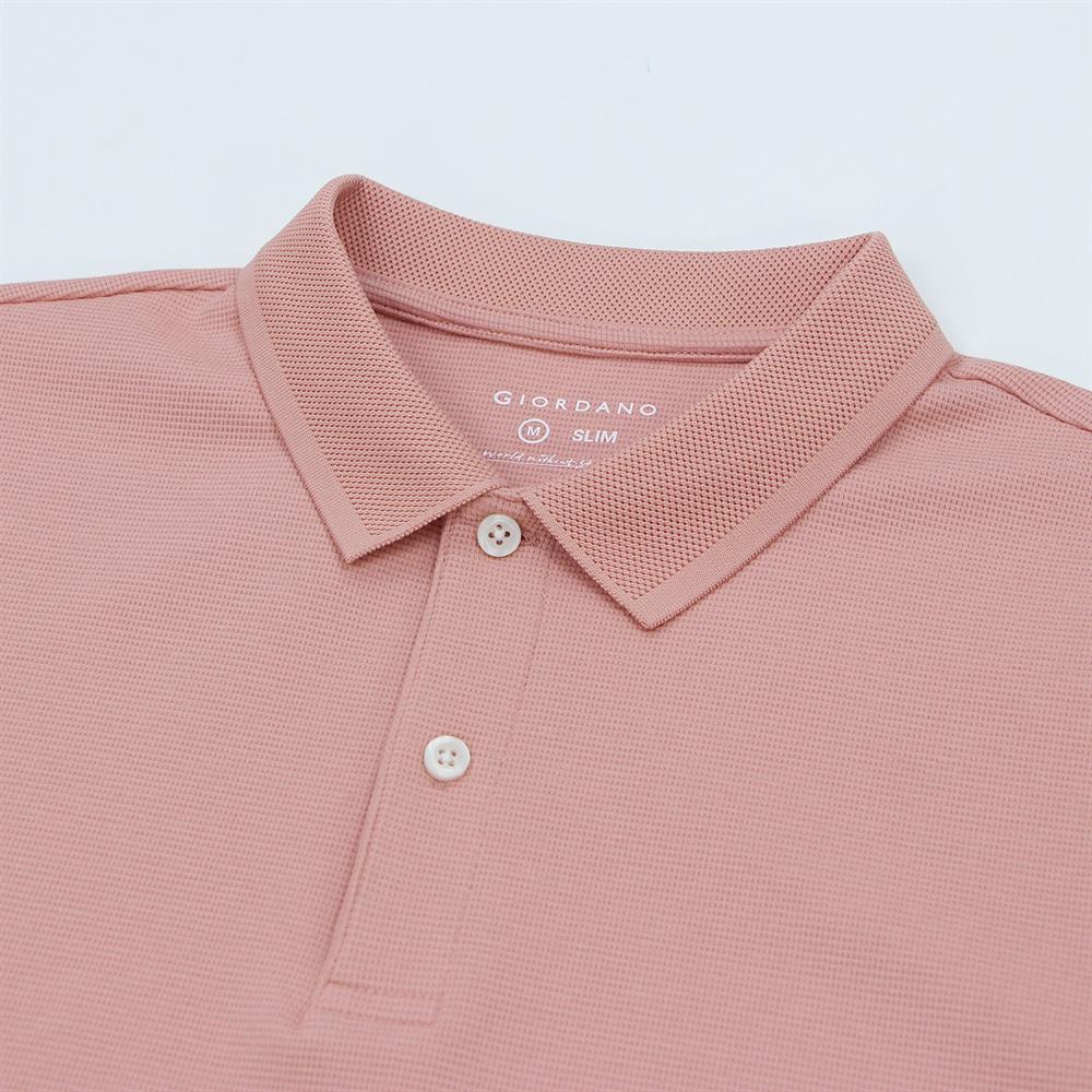 Men's Cotton Blend Waffle Knit Solid Polo - Giordano