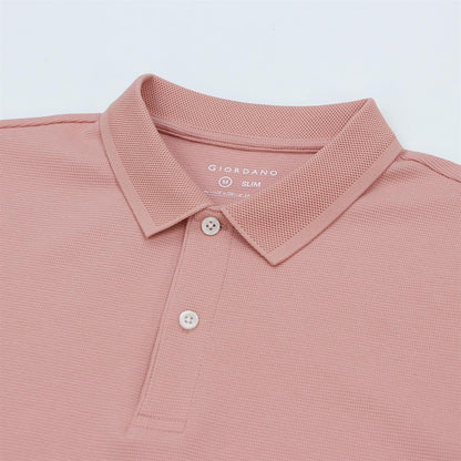 Men's Cotton Blend Waffle Knit Solid Polo - Giordano