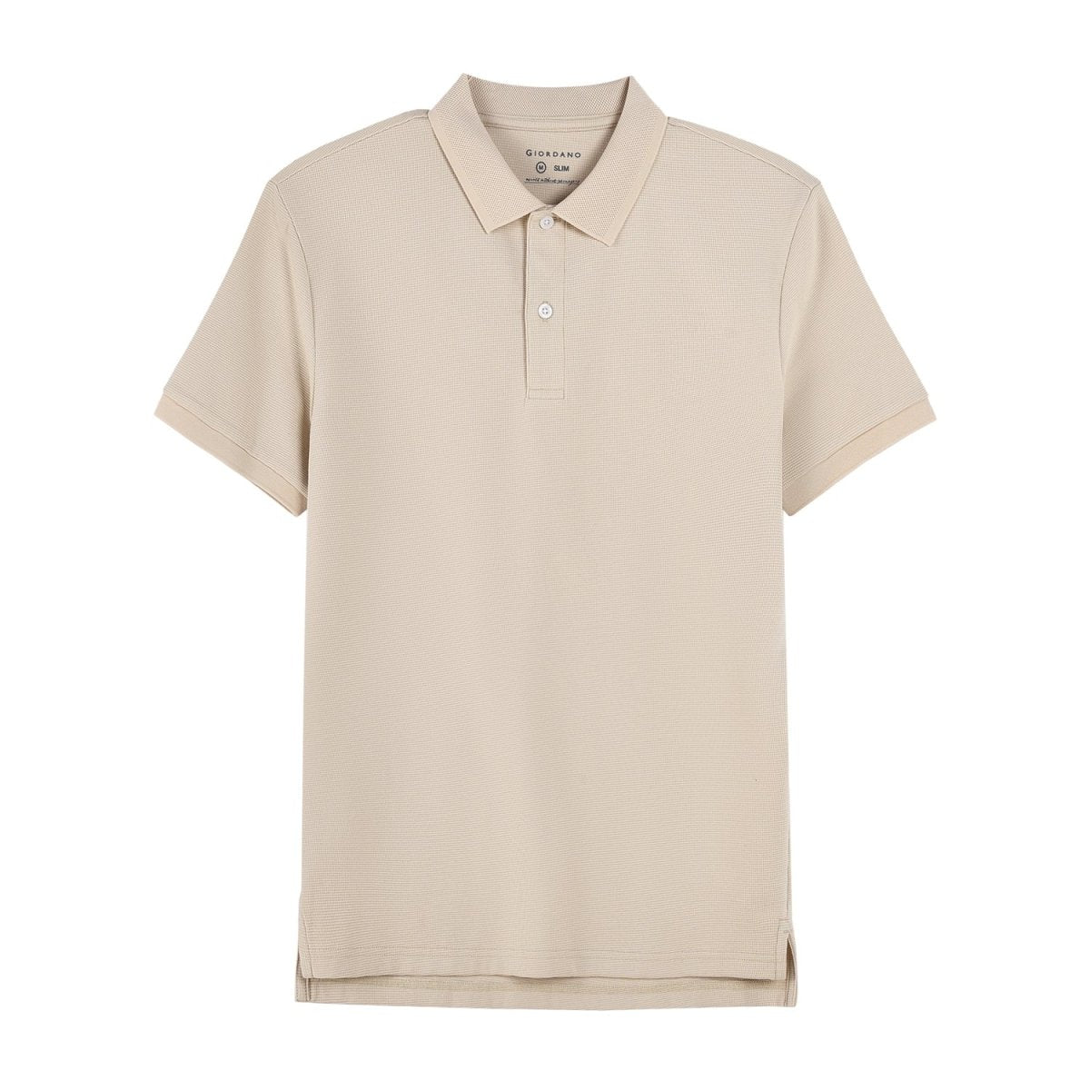 Men's Cotton Blend Waffle Knit Solid Polo - Giordano