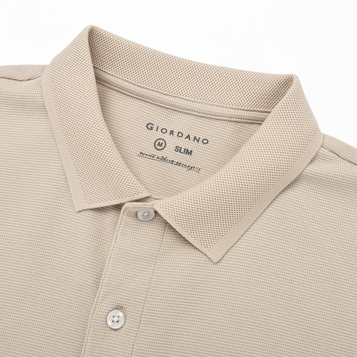 Men's Cotton Blend Waffle Knit Solid Polo - Giordano