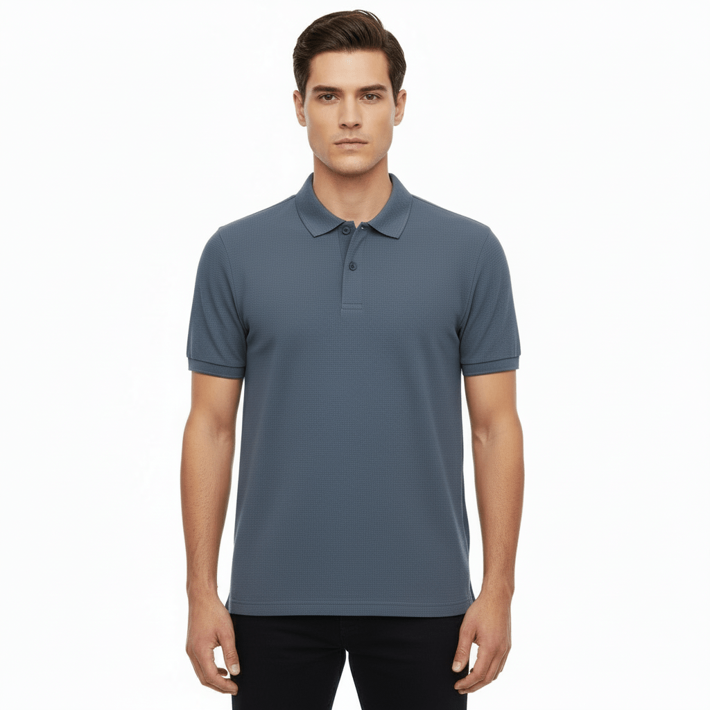 Men's Cotton Blend Waffle Knit Solid Polo S - Shop Giordano