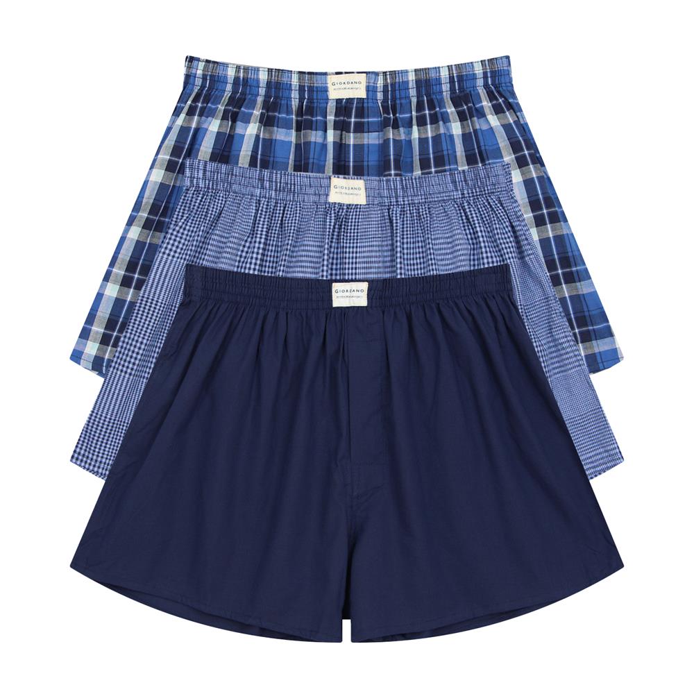 Men's Cotton Contrast Color Boxers (3Pcs/Pack) - Giordano