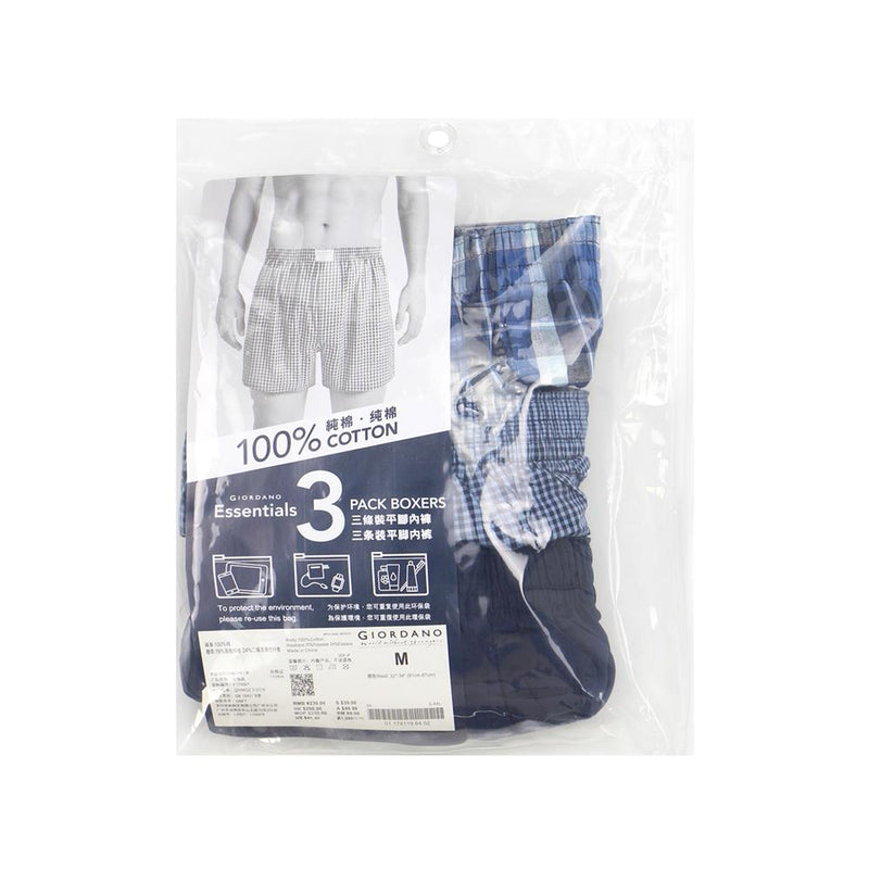 Men's Cotton Contrast Color Boxers (3Pcs/Pack) M - Shop Giordano