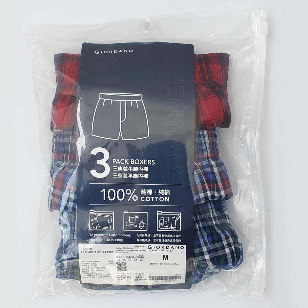 Giordano Men's Cotton Contrast Color Boxers (3Pcs/Pack) - Premium Briefs