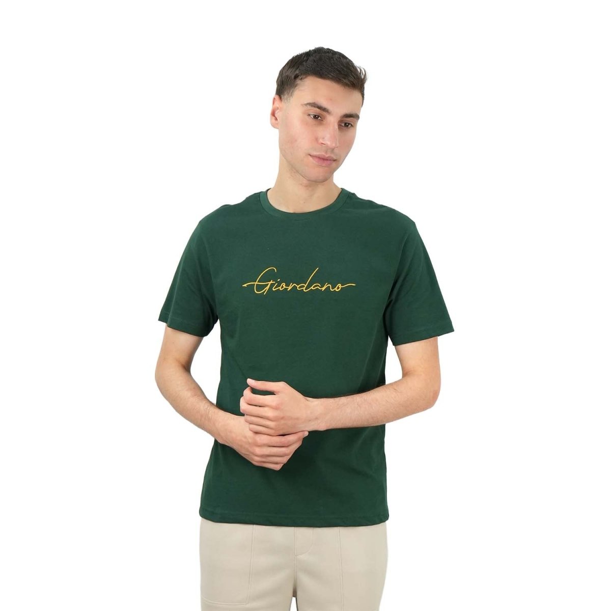Men's Cotton Crewneck Tee With Signature Print - Giordano