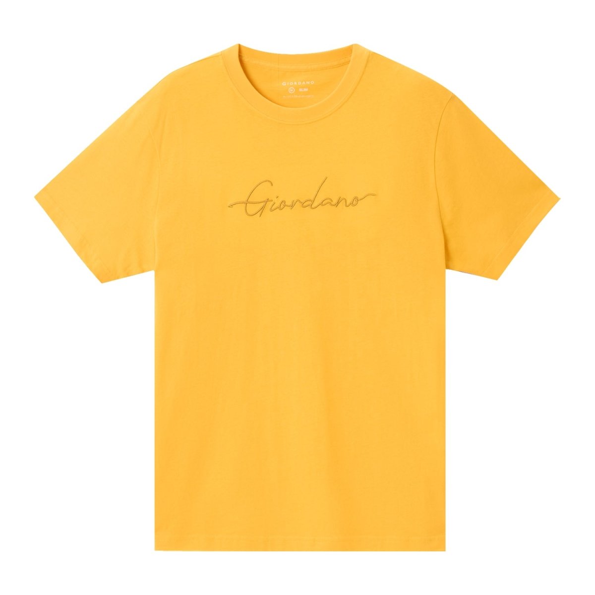 Giordano Men's Cotton Crewneck Tee With Signature Print - Premium Print Tee
