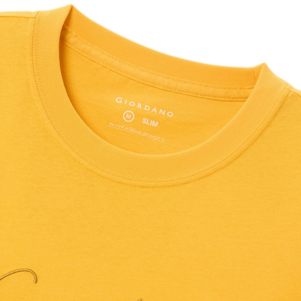 Giordano Men's Cotton Crewneck Tee With Signature Print - Premium Print Tee