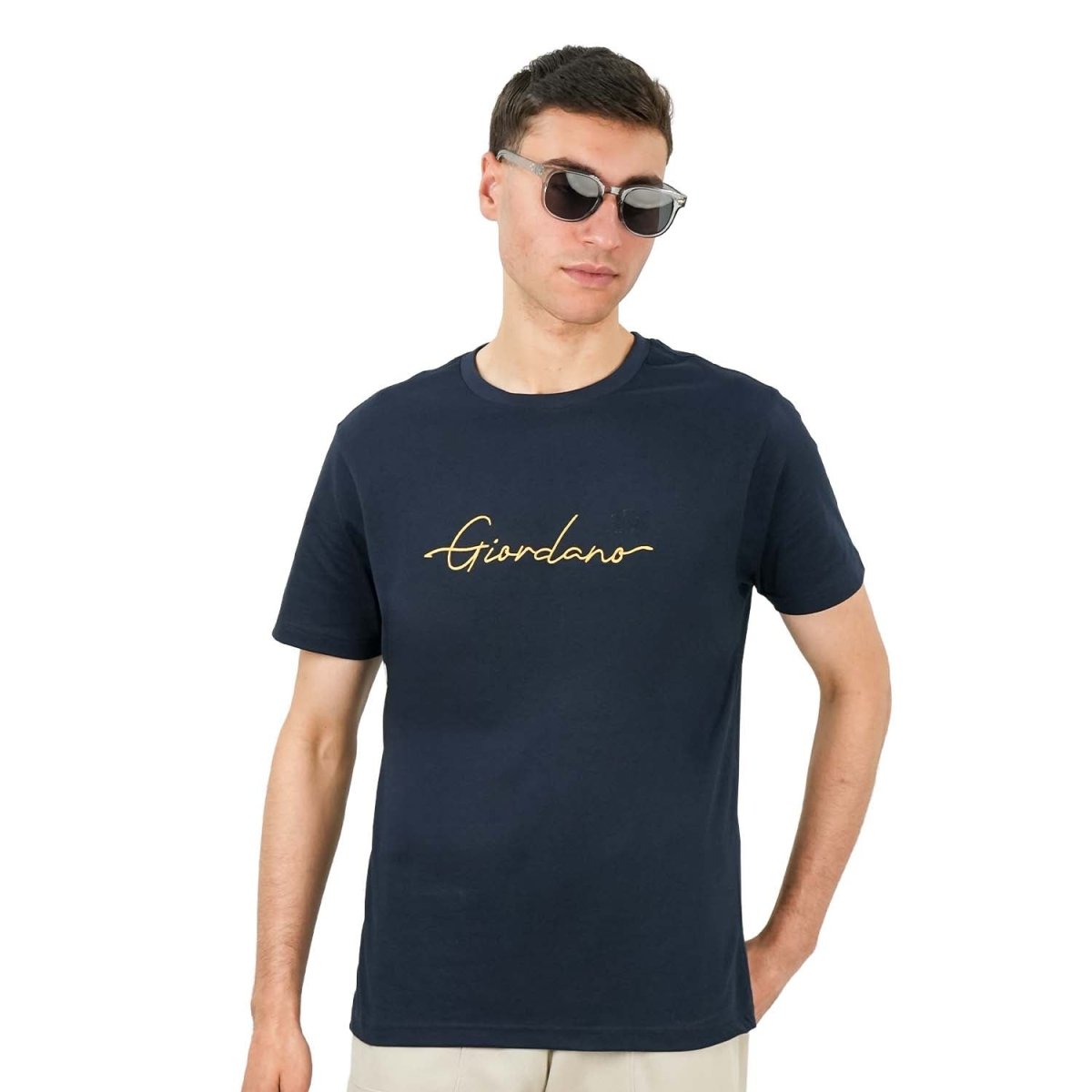 Men's Cotton Crewneck Tee With Signature Print - Giordano