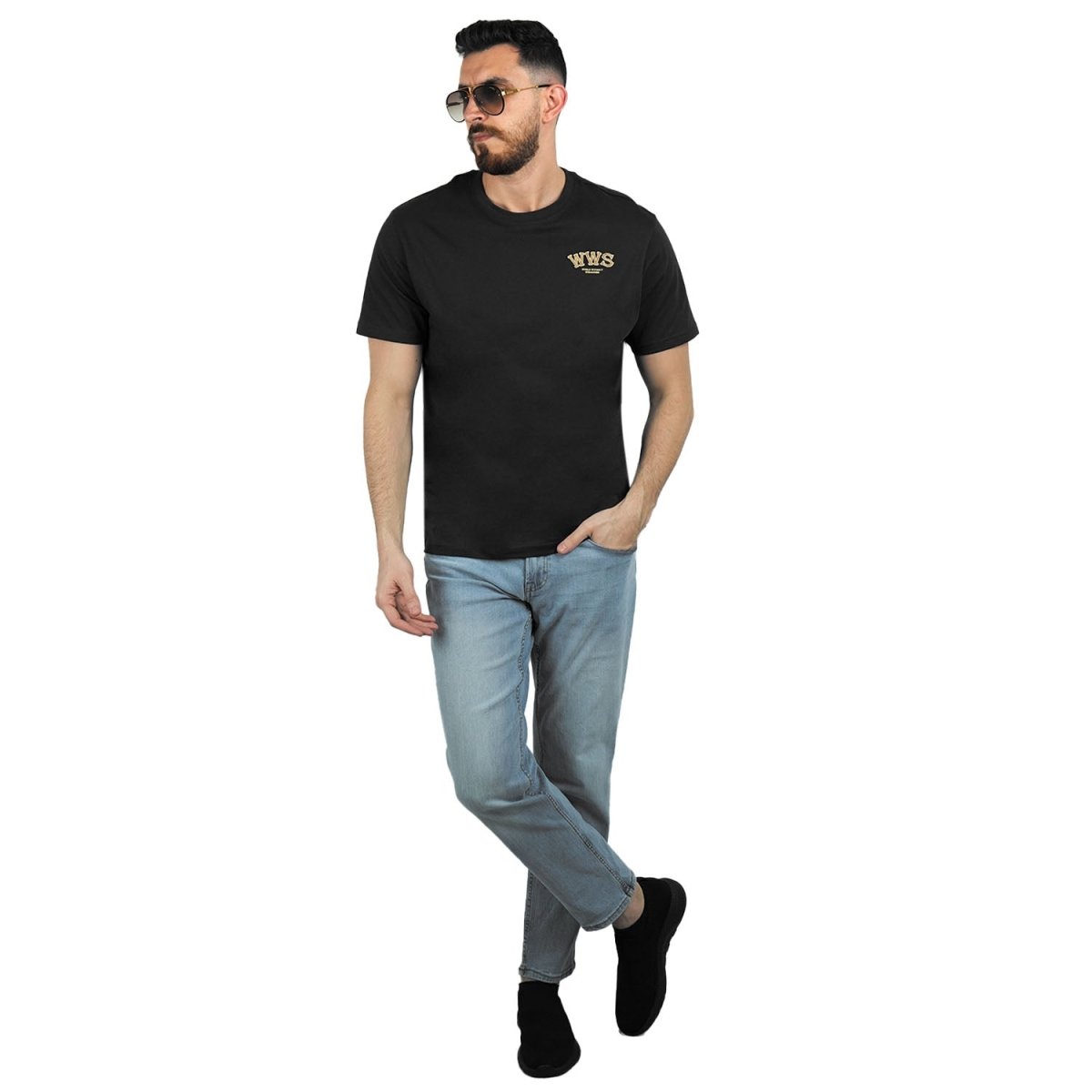 Men's Cotton Jersey Crewneck Short Sleeve Slim Fit Wws Print Tee - Giordano