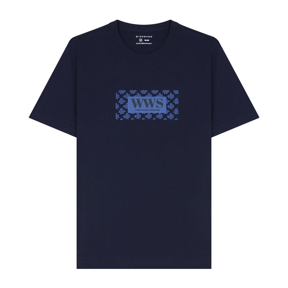 Men's Cotton Jersey Crewneck Short Sleeve Slim Fit Wws Print Tee - Giordano