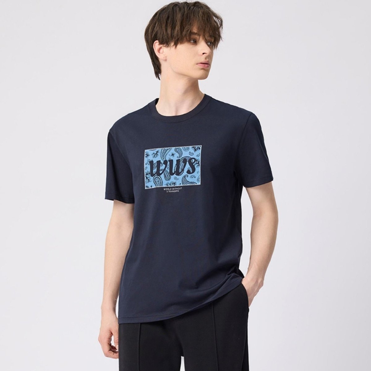 Giordano Men's Cotton Jersey Crewneck Short Sleeve Slim Fit Wws Print Tee - Premium Print Tee