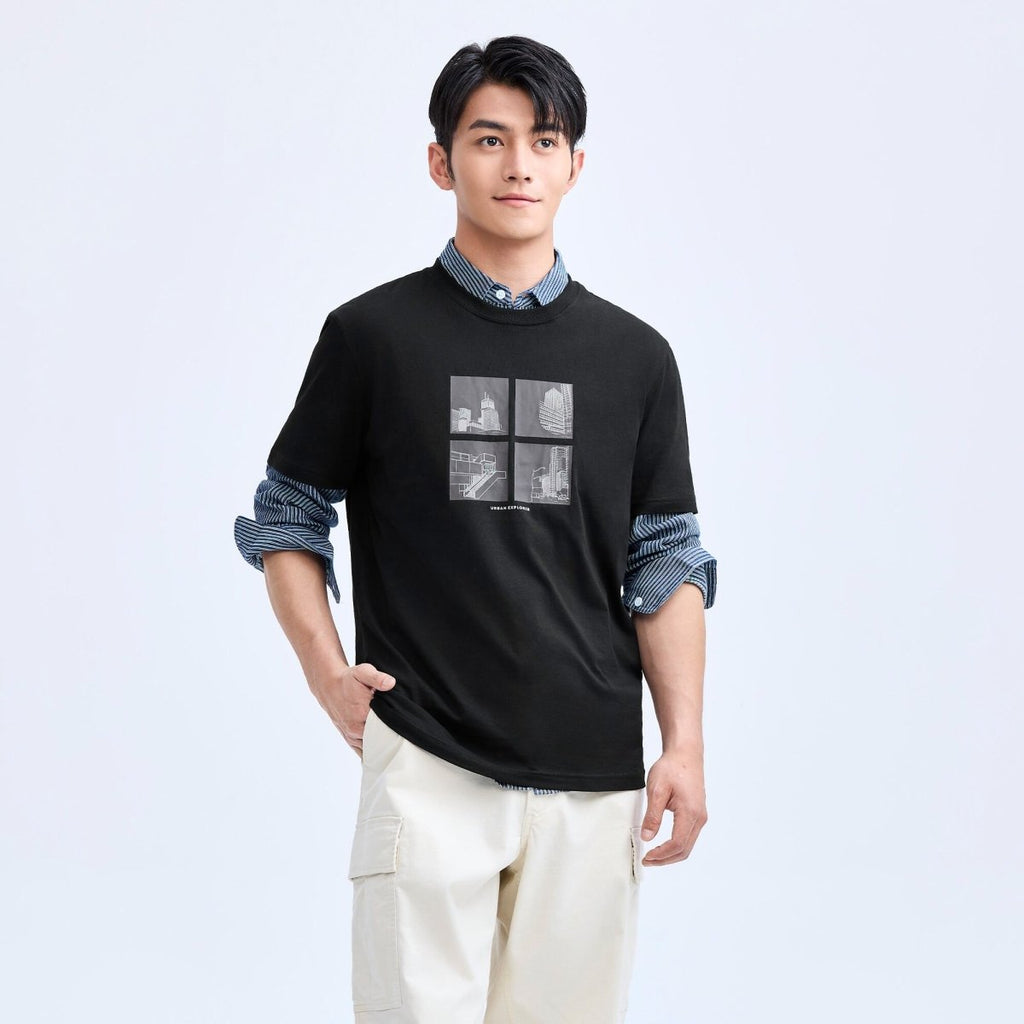 Men's Cotton Jersey Print Tee S - Shop Giordano