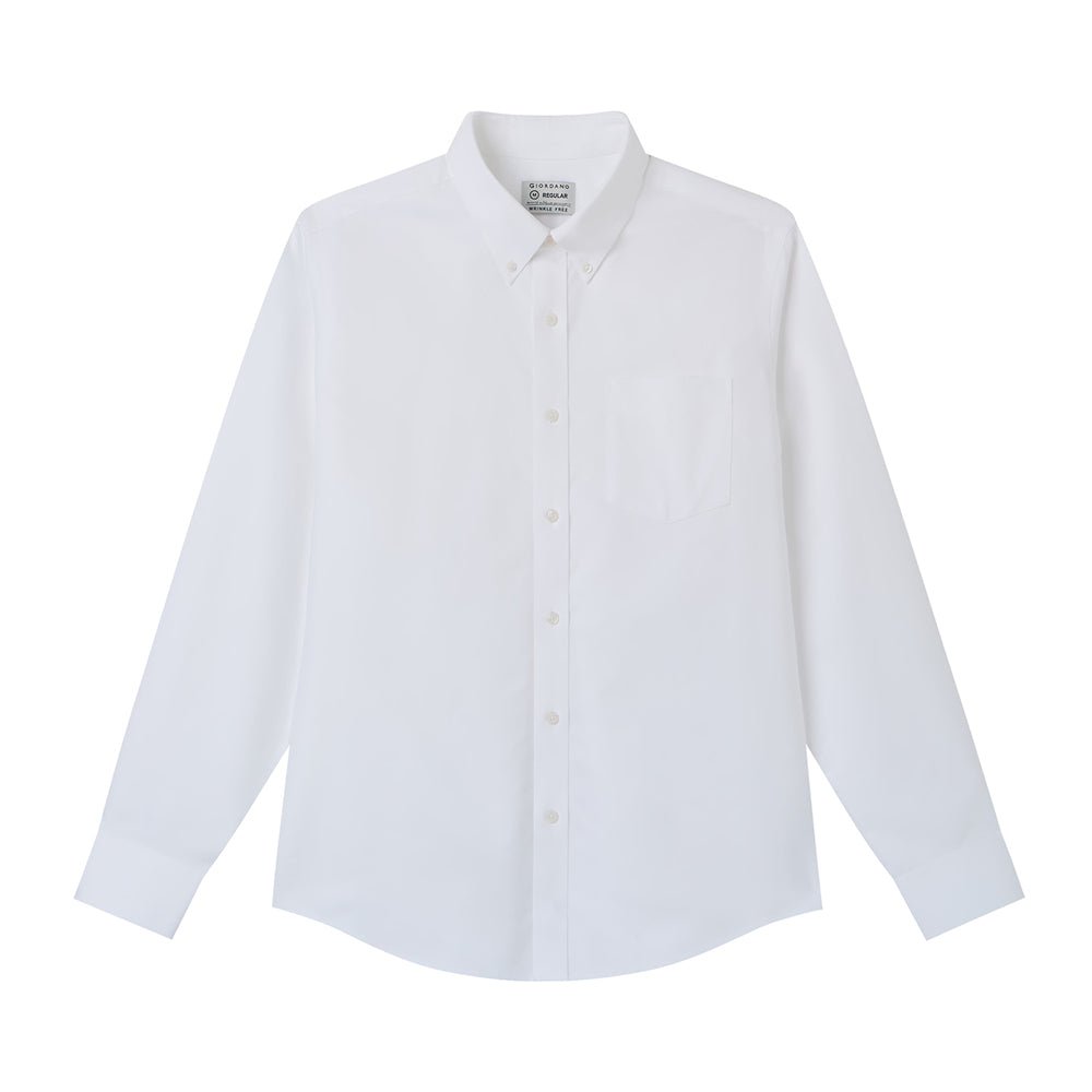 Men’S Cotton Long - Sleeve Wrinkle - Free Shirt S - Shop Giordano